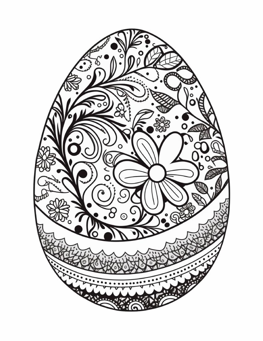Página de exemplo para colorir do e-book Mandalas em Ovos