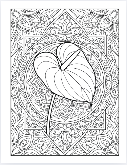 Página de exemplo para colorir do e-book Mandalas de Flores