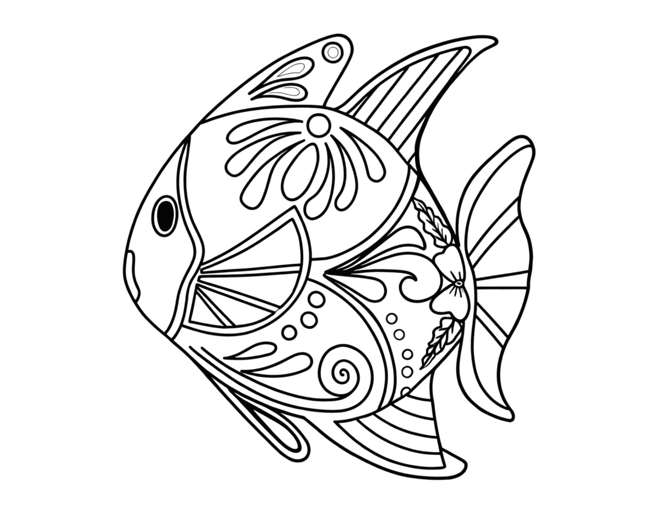 Página de exemplo para colorir do e-book Peixes da Sorte