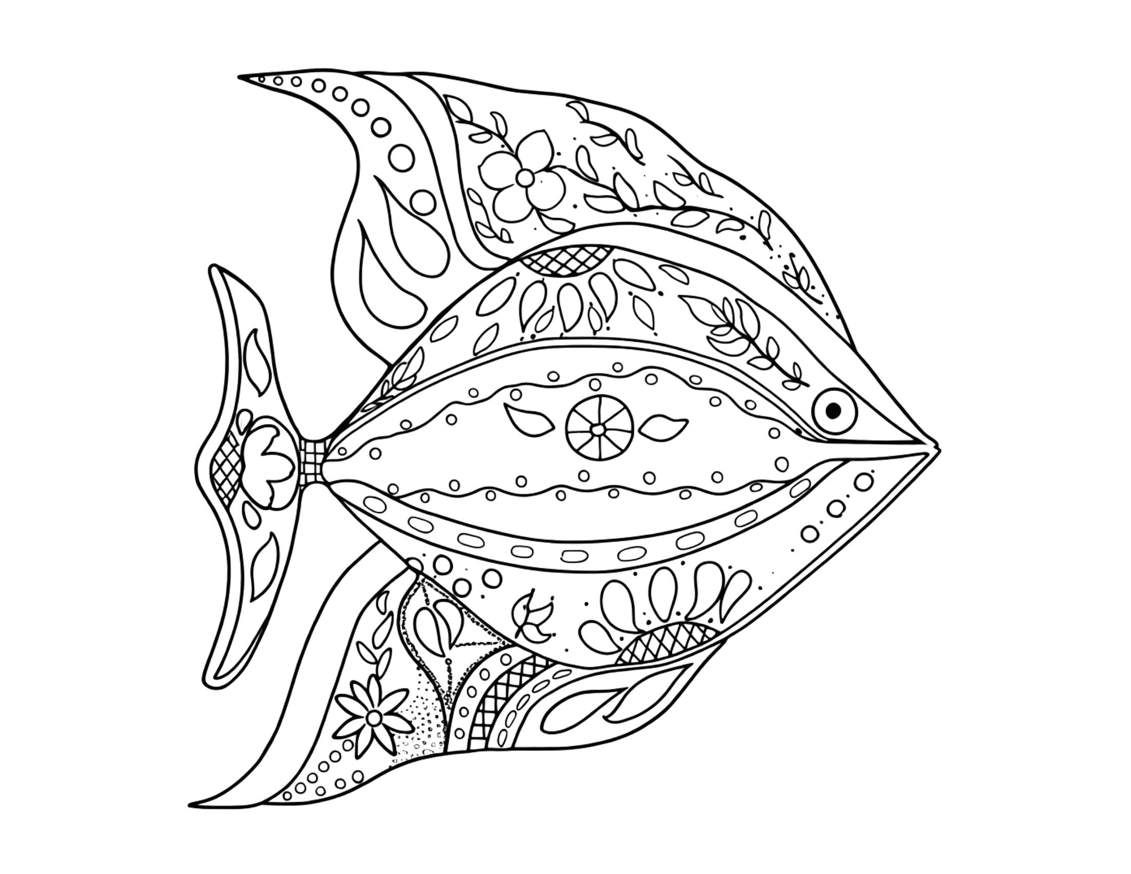 Página de exemplo para colorir do e-book Peixes da Sorte