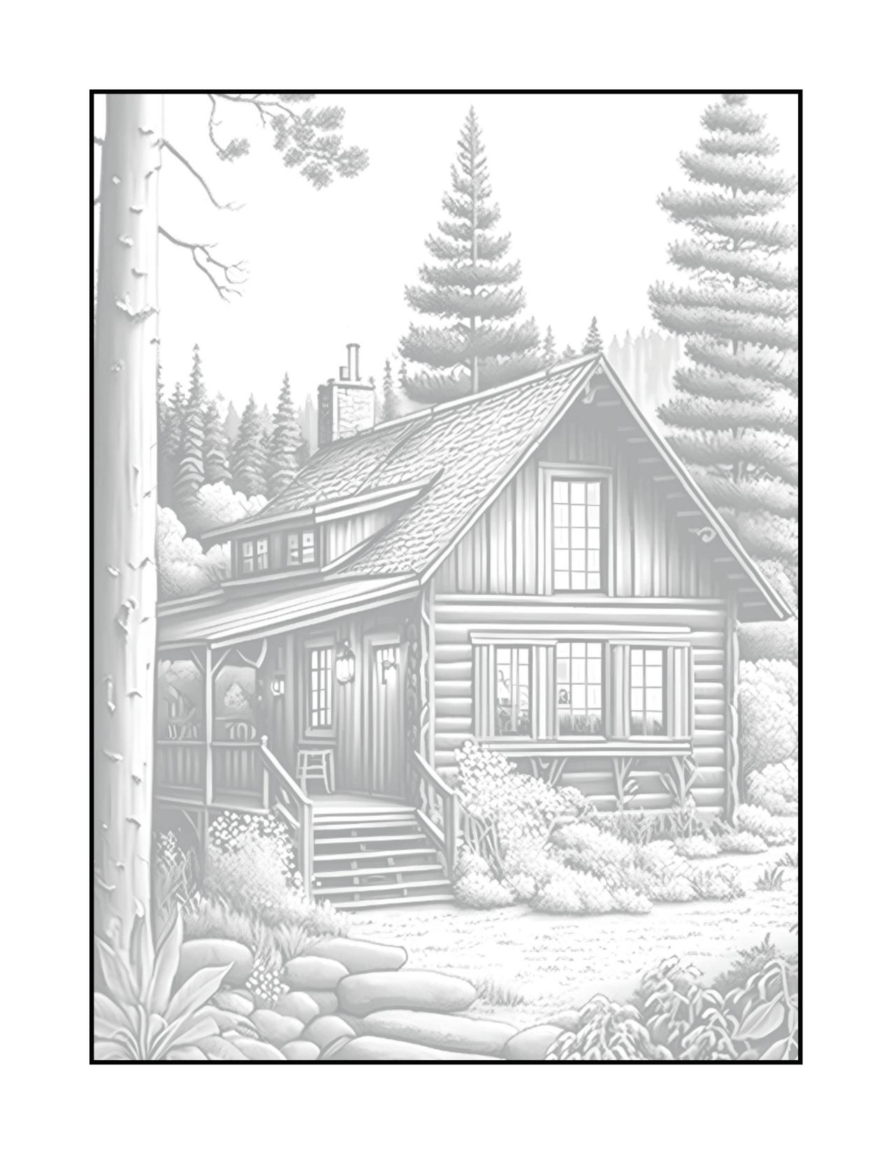 Página de exemplo para colorir do e-book Cabanas