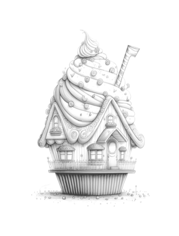 Página de exemplo para colorir do e-book Um Sonho de Cupcake